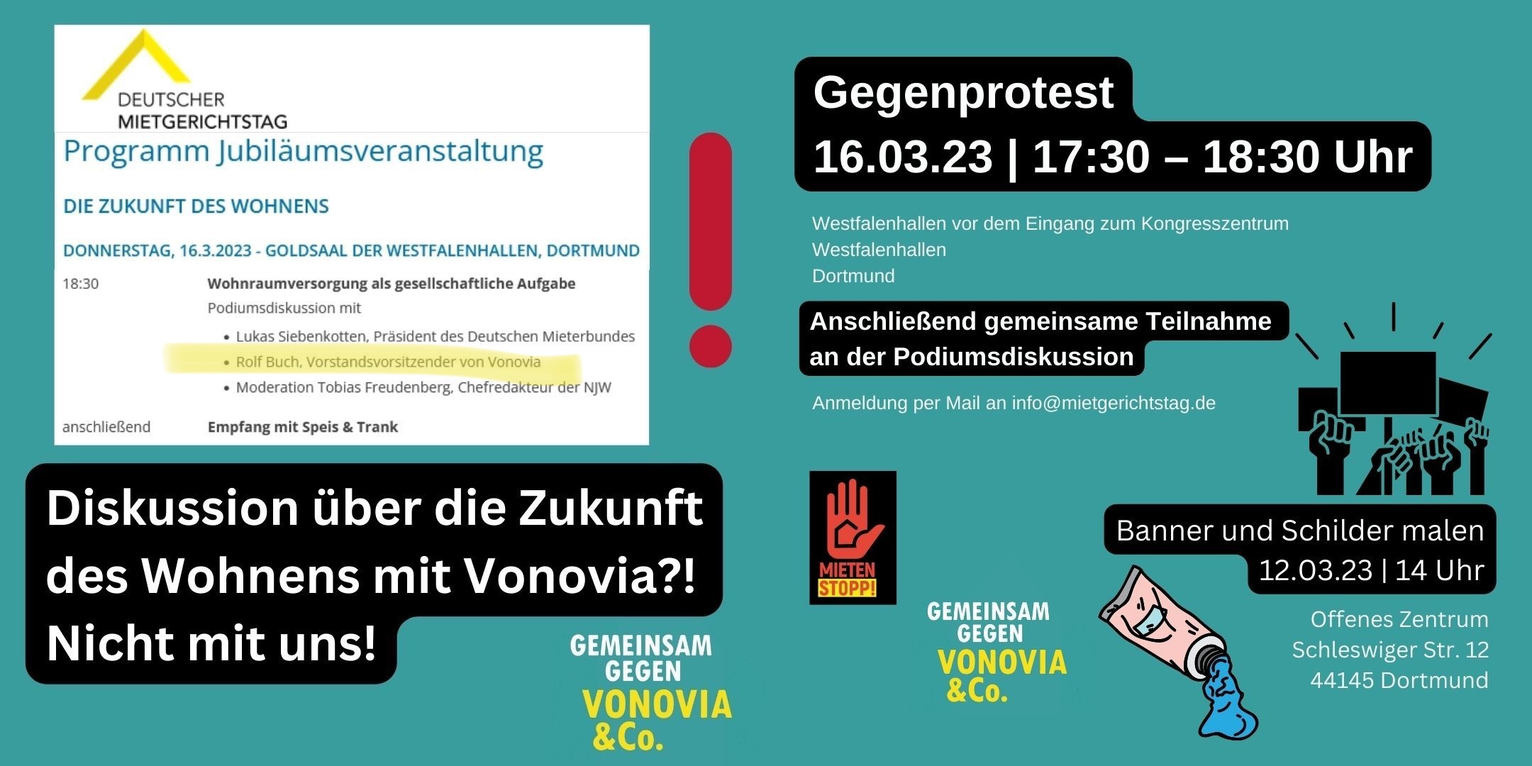 Protest gegen Vonovia zu Mietgerichtstagen in Dortmund